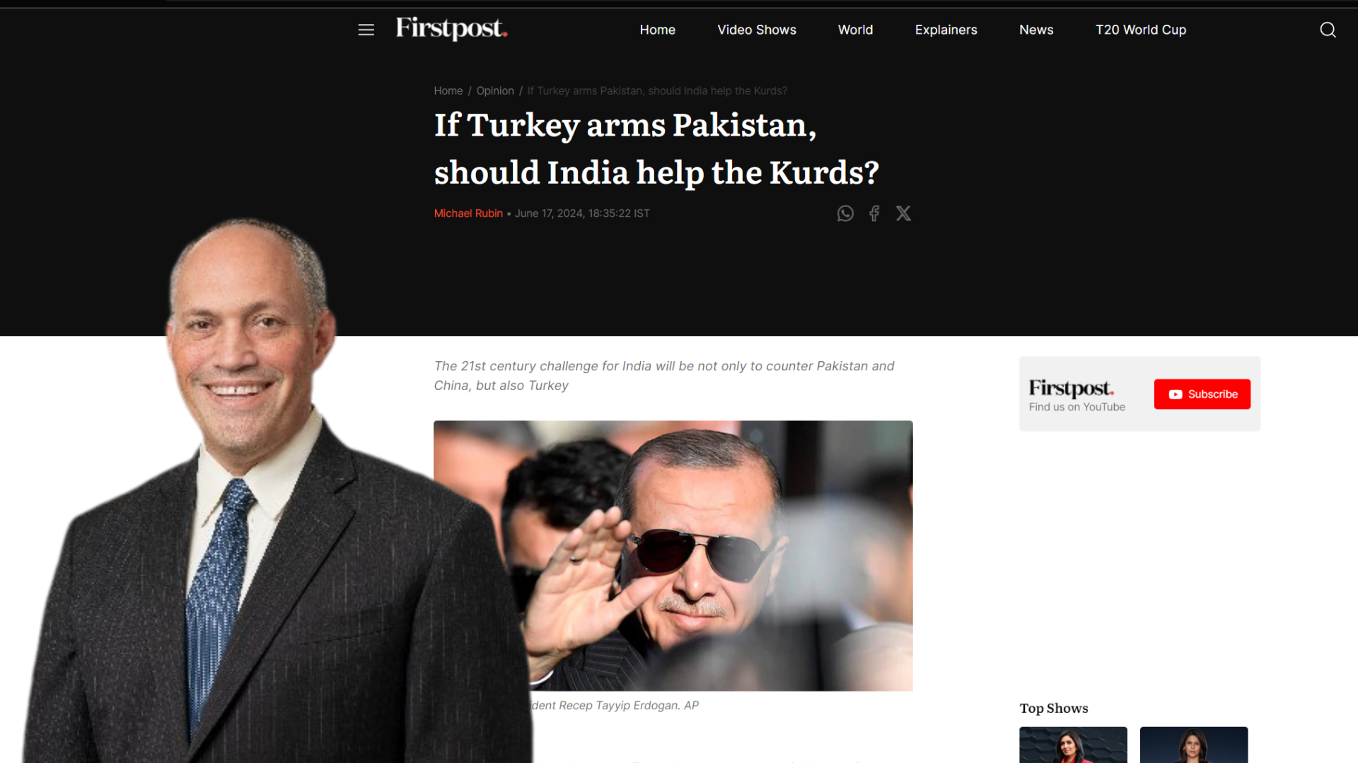 Μάικλ Ρούμπιν στη First Post: Μεγάλη πρόκληση της Ινδίας η αντιμετώπιση της Τουρκίας